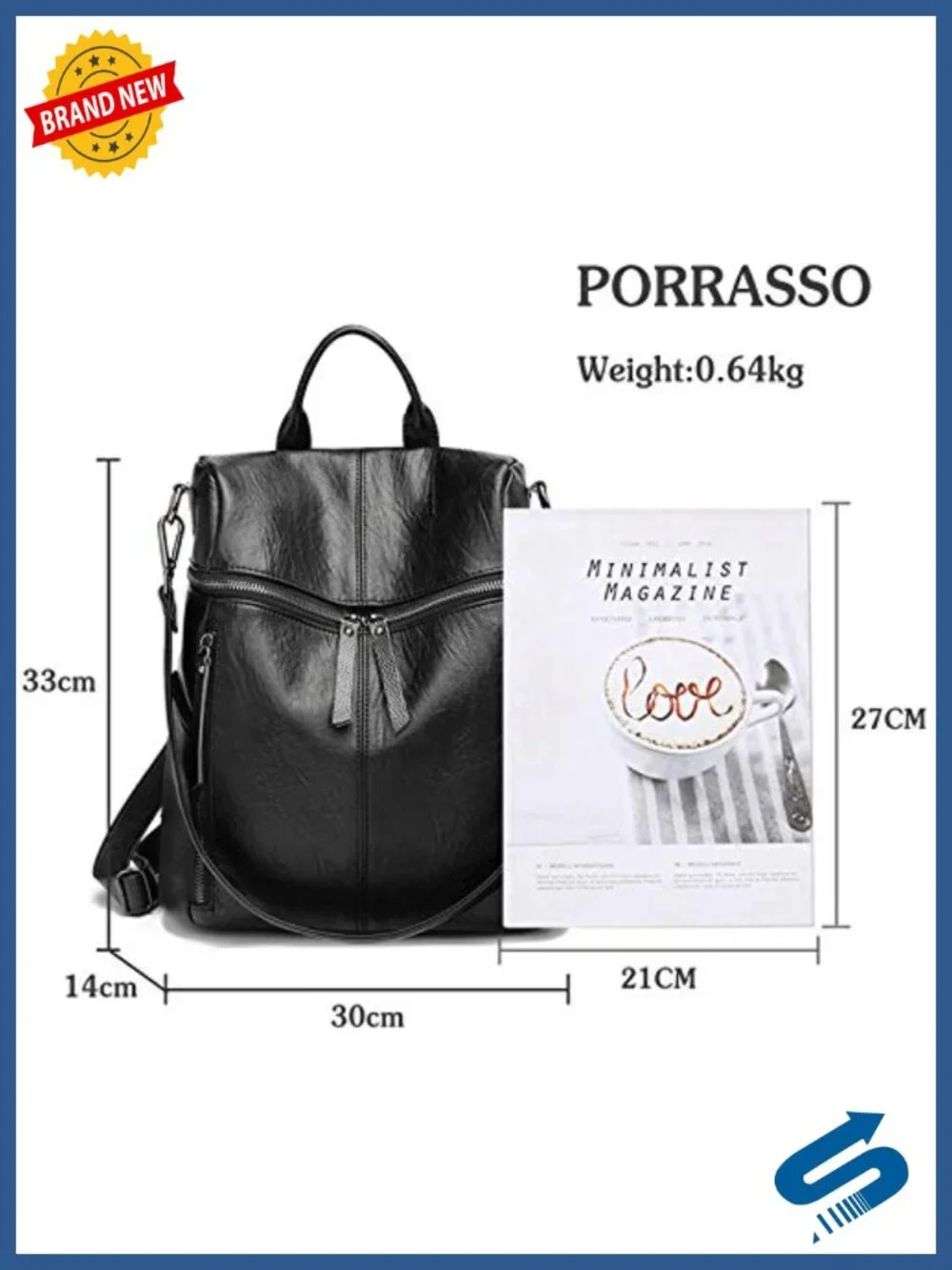 Large Capacity Backpack PU Leather Waterproof Laptop Travel Work Daypack
